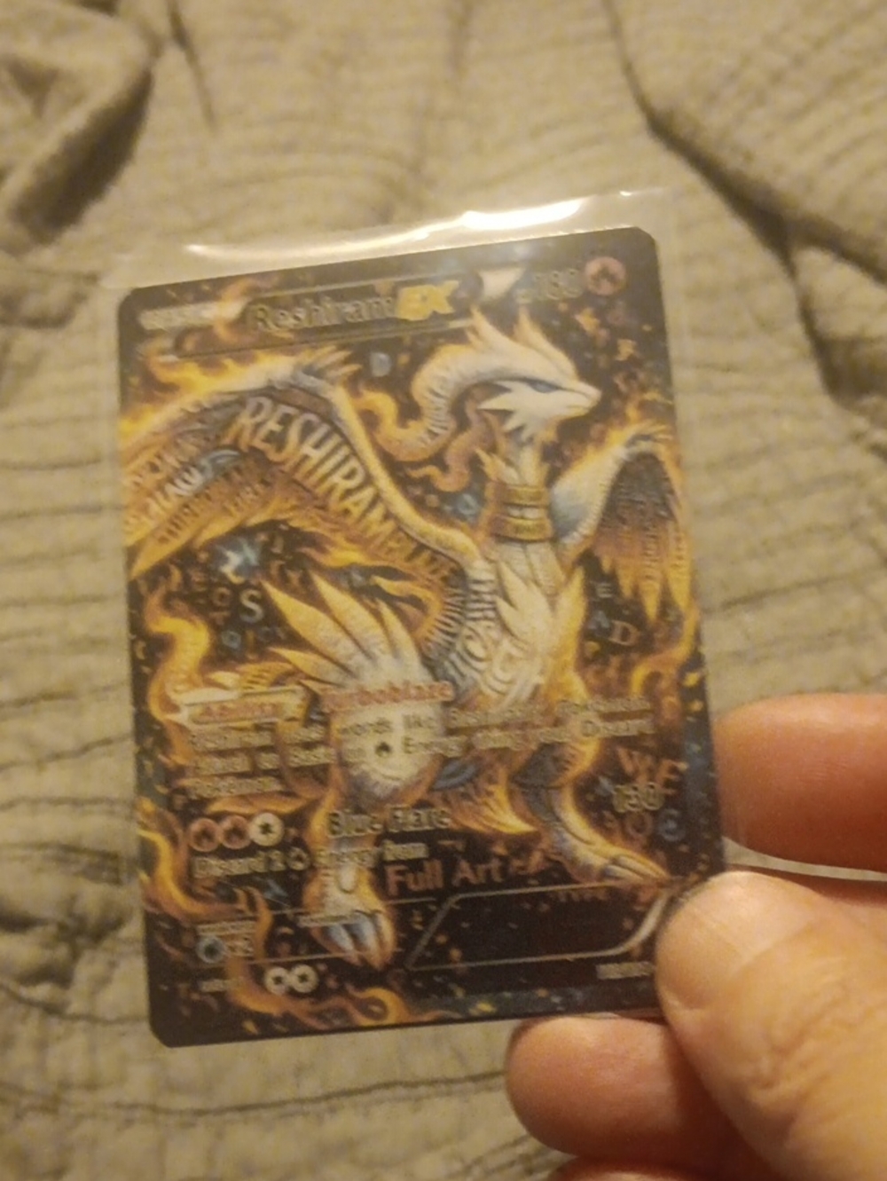 Reshiram Themed Home Art Card - White and Gold